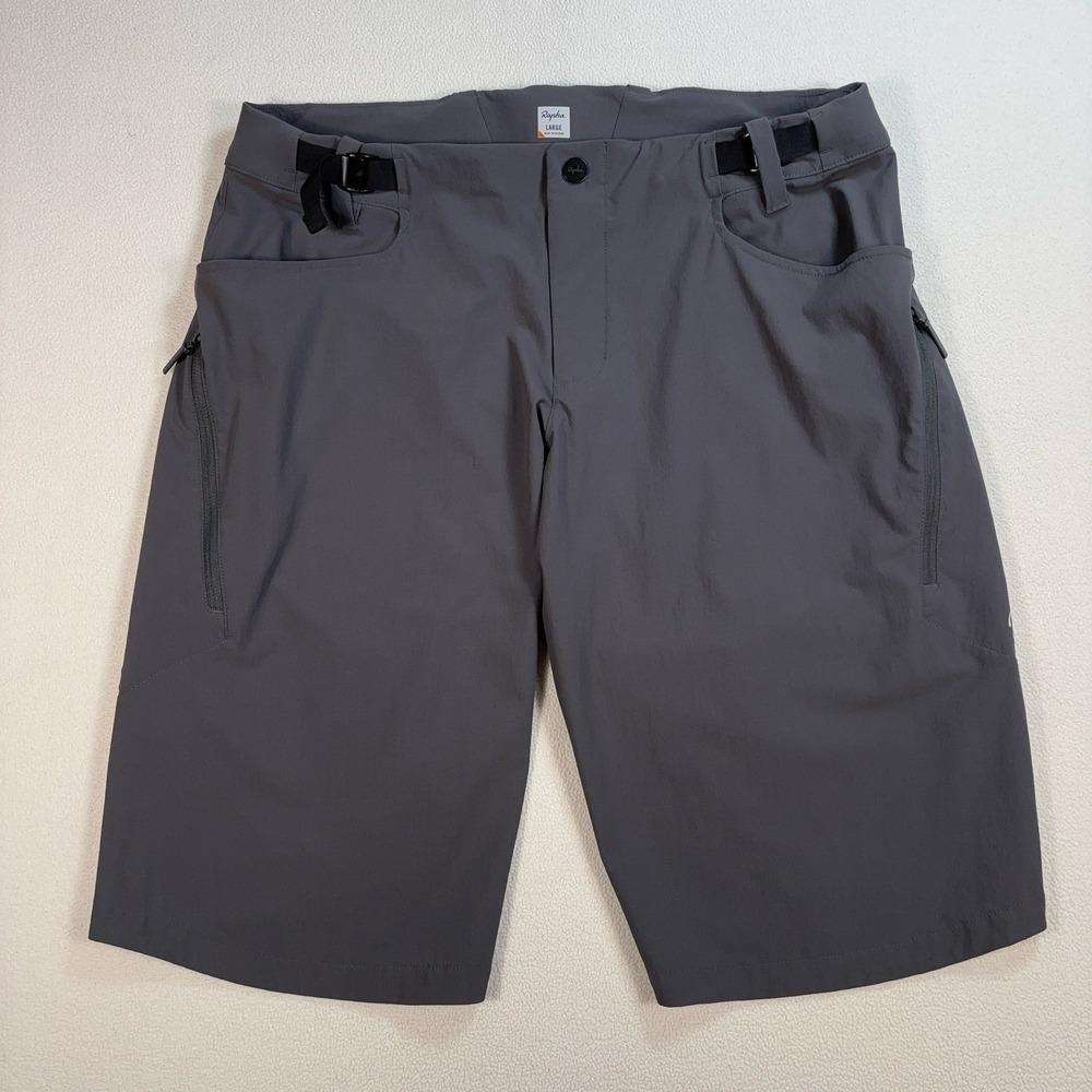 Rapha Trail Shorts Men's L Gray Belted Stretch Pocket Mountain Bike MTB Cycling